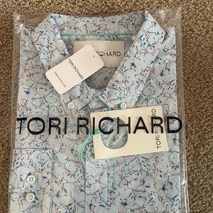 Tori Richard Light Blue and Pink Patterned Long sleeve Shirt